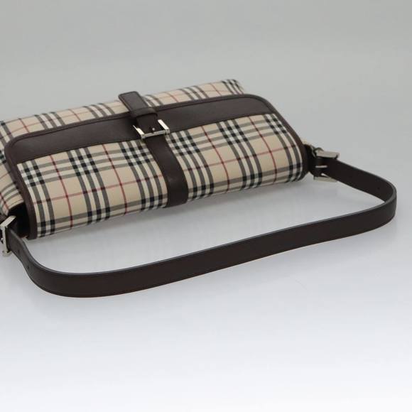 BURBERRY Nova Check Shoulder Bag Canvas Beige Silver Auth 106700 - Picture 7 of 16